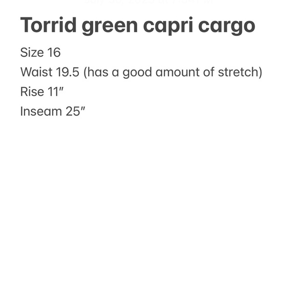 Torrid Women's Teal Capri Cargo Pants size 16 - Picture 8 of 10
